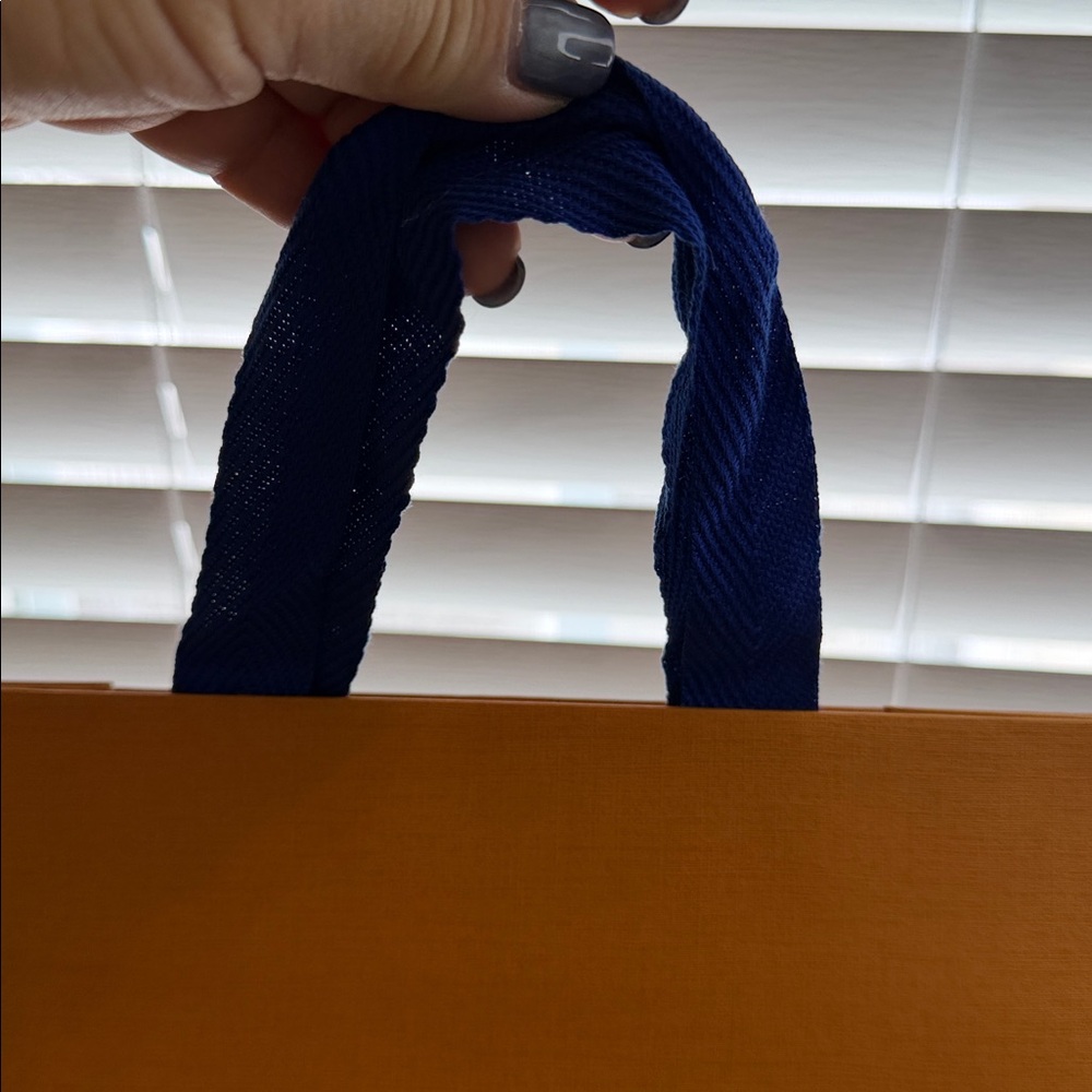 Louis Vuitton Orange Shopping Bag with Blue Handles - Picture 13 of 13